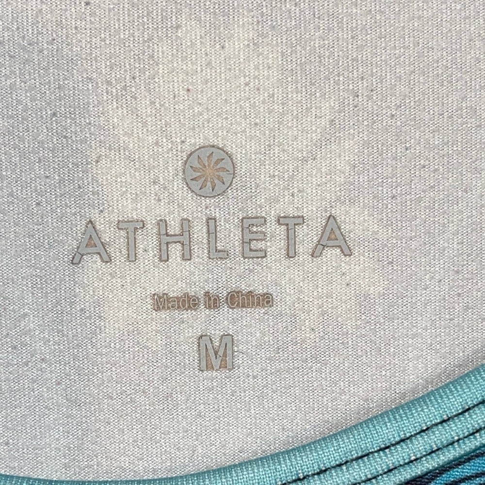 Athleta Runaway Paisley Activewear Teal Blue & Green LS Top Sz M - Picture 7 of 7